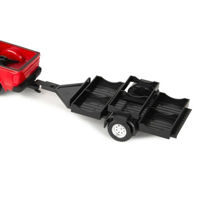 1:32 Red Plastic Pickup Truck Haying Farm Set with Trailer and Figures