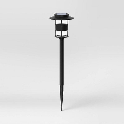 Cylinder Hooded Solar Pathway Light Black - Threshold™