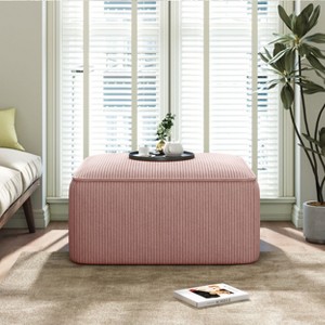 Okak Modern Comfortable Square Ottoman Bench Side Table Soft Upholstered Footrest Stool for Living Room, Hallway, Bedroom, Entryway, Pink - 1 of 4