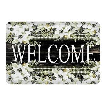 Welcome Front Door Mat Carpet Flannel Fabric Suede Anti-Slip Floor