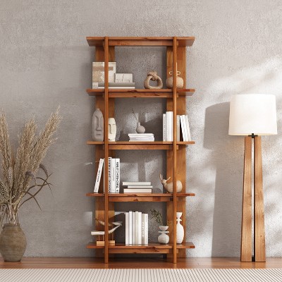 Christopher Knight Home Trundle Modern 4-Tier Acacia Wood Display Bookshelf