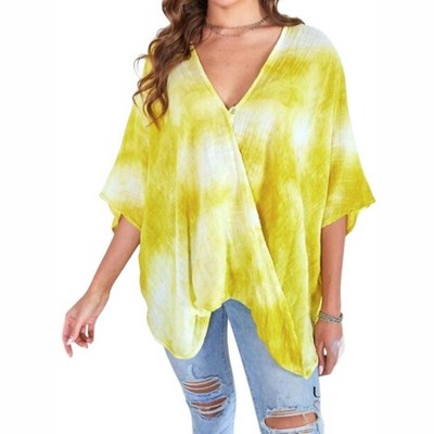 Women's Antonia Tie Dye Crossover Blouson Top - Venti6