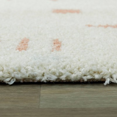 Sherpa Cozy Himalaya Inspired White/Pink Shag Rug 5' x 7'
