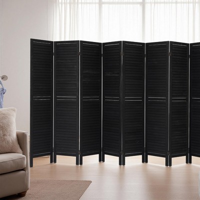 8-Panel Room Divider, Folding Privacy Screen 5.6 Feet Tall, Wooden Stand-Alone Blind Partition Screen