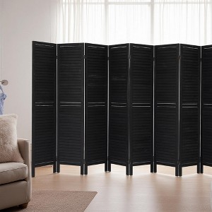 8-Panel Room Divider, Folding Privacy Screen 5.6 Feet Tall, Wooden Stand-Alone Blind Partition Screen - 1 of 4