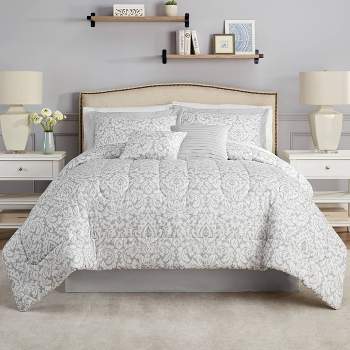 Jasmine 7 Piece Comforter Set- Gray (King)