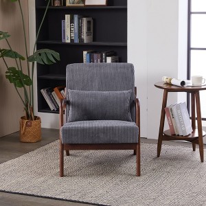 PAGED Mid-Century Modern Accent Chair Living Room Chairs with Pillow Upholstered Reading Chair with Wood Frame for Living Room - 1 of 4