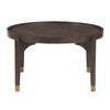 Vynxaria Classic Luxury 1pc Round Coffee Table - Dark Brown Finish, Solid Wood Legs with Metallic Gold Tip, Living Room Cocktail Furniture - 2 of 4