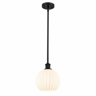 White Venetian - 1 Light Stem Hung Mini Pendant In Modern Style-10 Inches Tall and 8 Inches Wide