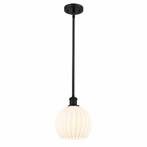 White Venetian - 1 Light Stem Hung Mini Pendant In Modern Style-10 Inches Tall and 8 Inches Wide - 1 of 1