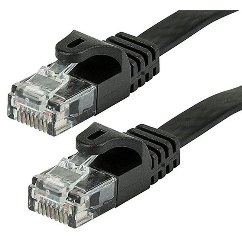 Monoprice Flat Cat6 Ethernet Patch Cable - 25 Feet - Black, Snagless RJ45, Flat, 550MHz, UTP, Pure Bare Copper Wire, 30AWG - Flexboot Series, 1 of 3