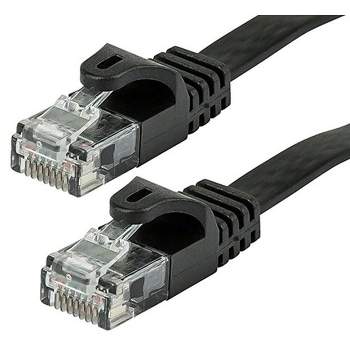 Monoprice Flat Cat6 Ethernet Patch Cable - 25 Feet - Black, Snagless RJ45, Flat, 550MHz, UTP, Pure Bare Copper Wire, 30AWG - Flexboot Series