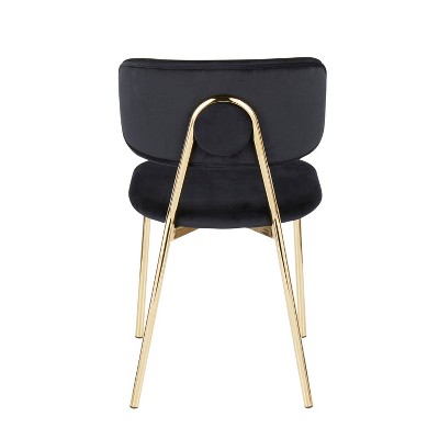 Black Velvet Upholstered Side Chair with Gold Metal Legs - Set of 2