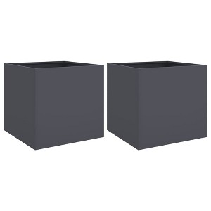 vidaXL 2pcs Anthracite Cold-Rolled Steel Planters - Rectangular Garden/Outdoor/Balcony Boxes 16.5"x15.7"x15.4", Sturdy & Easy to Assemble - 1 of 4