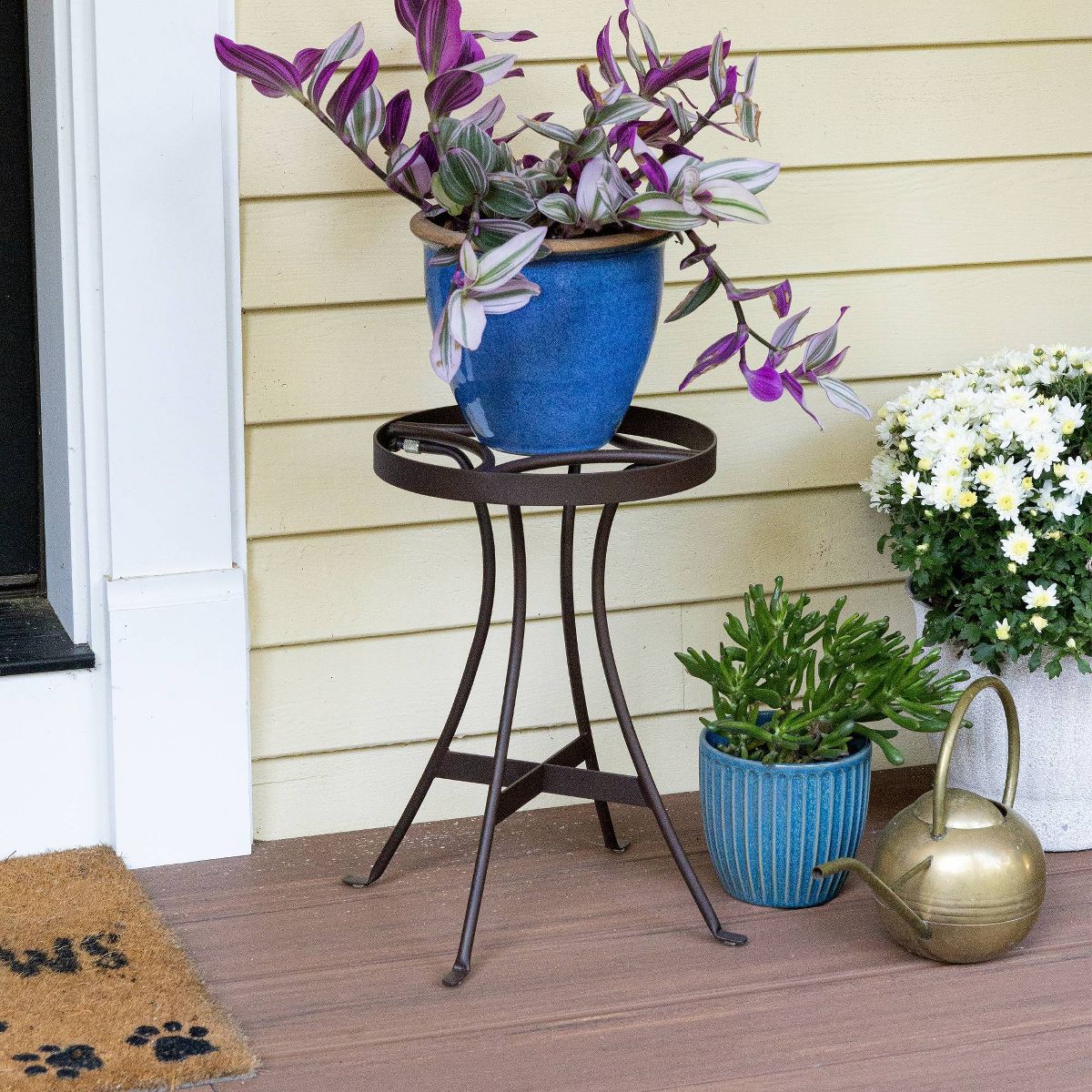 ACHLA Designs Rectangular Roman Bronze Wrought Iron Indoor Planter Stand Black 10.5"x10.5"x15.5" - thumbnail 2