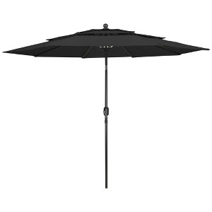 Northlight 9.75ft Outdoor Patio Market Umbrella with Hand Crank and Tilt, Black - 1 of 4