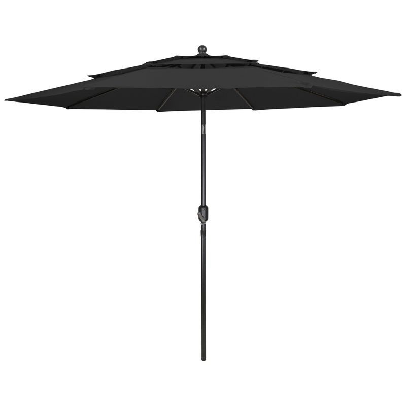 Northlight 9.75ft Outdoor Patio Market Umbrella with Hand Crank and Tilt, Black, 1 of 7