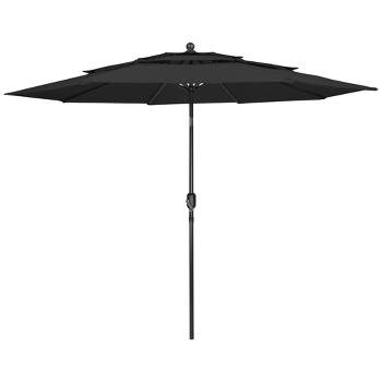 Northlight 9.75ft Outdoor Patio Market Umbrella with Hand Crank and Tilt, Black