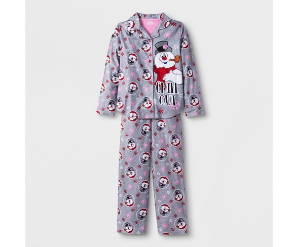Girls' Frosty the Snowman 2pc Pajama Set - Gray XS
