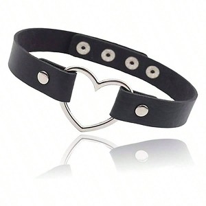 Love Heart Adjustable Leather Choker Punk Necklace for Women - 1 of 4