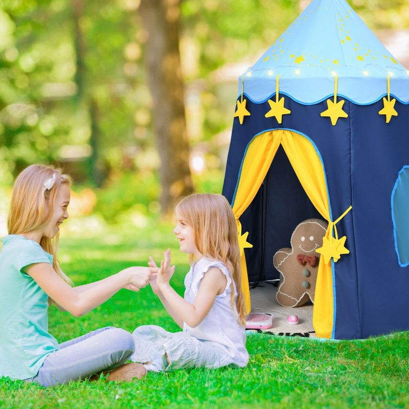 Costway Kids Foldable Pop Up Play Tent w/ Star Lights Carry Bag Indoor Outdoor, 5 of 12