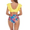 Clearlove Women's Two Piece Bikini Set V Neck Ruffled Top Bathing Suits U Back Swimwear With High Waisted Ruched Swim Bottom - 4 of 4