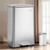 Kitchen Trash Can, 10.5 Gallon (40 L) Garbage Can, Large Step Trash Bin with Lid, Stainless Steel, Soft Close, 15 Trash Bags Included - 2 of 3