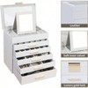 Black 6 - Layer Jewelry Box with Glass Lid, Clear White, Large Storage for Women's Necklaces, Bracelets, Earrings, Rings. - 2 of 4