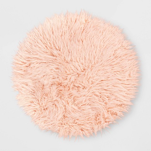 3 Faux Fur Round Rug Pink Pillowfort, Round Rug Target