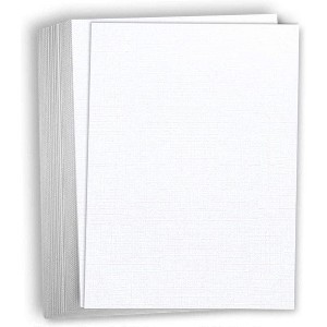 Hamilco White Linen Textured Cardstock Thick Paper - 8 x 10" Heavy Weight 80 lb Cover Card Stock - 50 Pack - 1 of 4