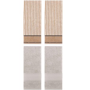 REGALWOVEN 4 Pcs Bathroom Decorative Cotton Soft Absorbent Sold Striped Hand Towel - 1 of 4