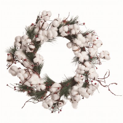 Transpac Cotton White Christmas Cotton and Berry Wreath