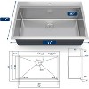 Coucheta Topmount Single Bowl Kitchen Sink,304 Stainless Steel with Workstation Ledge, Brushed Set Colander & More - 2 of 4