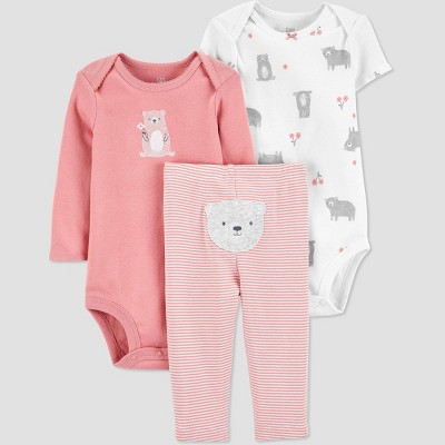 Image of Carter's Just One You® Baby Girls' Bear Top & Bottom Set - Pink/Gray 3M