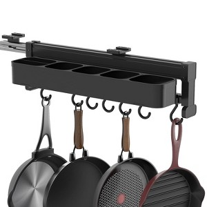 YIGII SOYO 22" Adjustable Pot Racks,Pull Out Pot and Pan Organizer with 7 Hooks,Expandable Utility Kitchen Cabinet for Hanging - 1 of 4