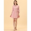 INSPIRE CHIC Women's 3/4 Sleeve Button Front Solid Color Flare Mini Shirt Dress - 3 of 4