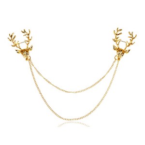 Anna-Kaci Vintage Retro Golden Tone Deer Antler Stag Moose Elk Head Animal Lapel Brooch Pin - 1 of 4