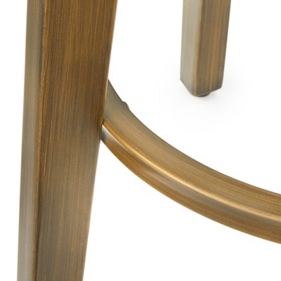 Linden 30.5" White and Gold Swivel Counter Stools, Set of 2