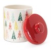 Pine Tree Cookie Jar – Ceramic 7" Diameter x 10"H Christmas Treat Storage Jar by Kalalou - 2 of 3