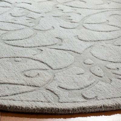 Gray Hand-Tufted Round Wool Area Rug, 5' x 5'
