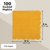 Juvale 100-Pack Mustard Yellow Paper Napkins - Scalloped Cocktail Napkins, Disposable for Birthday Parties, Events, 5 In - 3 of 4