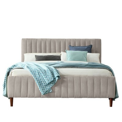 Omax Decor,Spencer Wood/Fabric Upholstered Queen Platform Bed