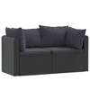 VidaXL 2 Piece Patio Sofa Set with Cushions Poly Rattan Black - 2 of 4
