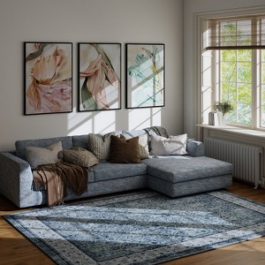 LOVEVOOK Vintage Dark Green Living Room Rug, Washable Floral Area Rugs for Bedroom Dining Room Kitchen, Stain Resistant Non-Slip Large Carpet - 1 of 4