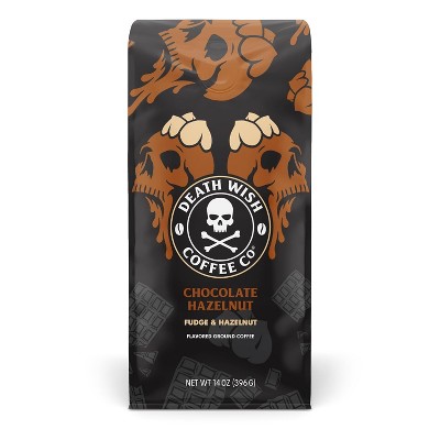 Death Wish Coffee Co., Chocolate Hazelnut Ground Coffee, 14 oz (Pack of 1)