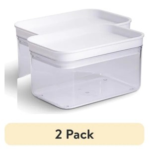 (2 pack) Rectangular Plastic Food Storage Canister - Small - 6.61" x 4.24" x 3.64" - 1 of 4