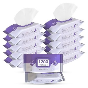 Pursonic Lavender Scented Pet Wipes – 12 Packs of 100 (1200 Total) Extra Large Wipes for Gentle Cleaning & Deodorizing - 1 of 3