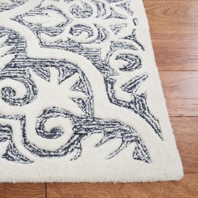 Handmade Black Wool Square Tufted Area Rug 6'