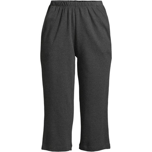 Lands End Women s Sport Knit High Rise Elastic Waist Pull On Capri Pants Small Dark Charcoal Heather