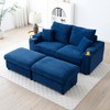 VYNXARIA Loveseat with Ottomans,Corduroy Fabric Modular Sectional Sofa,Comfy Deep Plush Couch with Ottomans and Two Pillows,Blue - 2 of 4